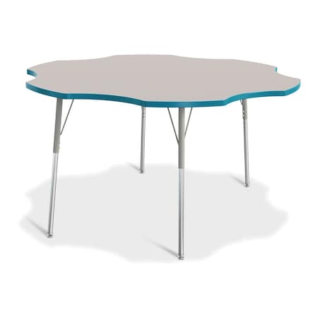 Jonti-Craft Berries Six Leaf Activity Table, 60 in., A-height, Freckled Gray/Teal/Gray 6458JCA005
